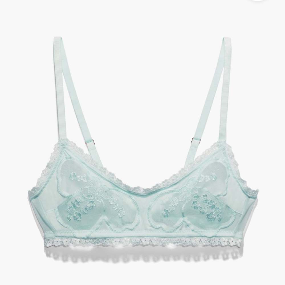 A Peek Behind The Lace Bralette Seashell Blue